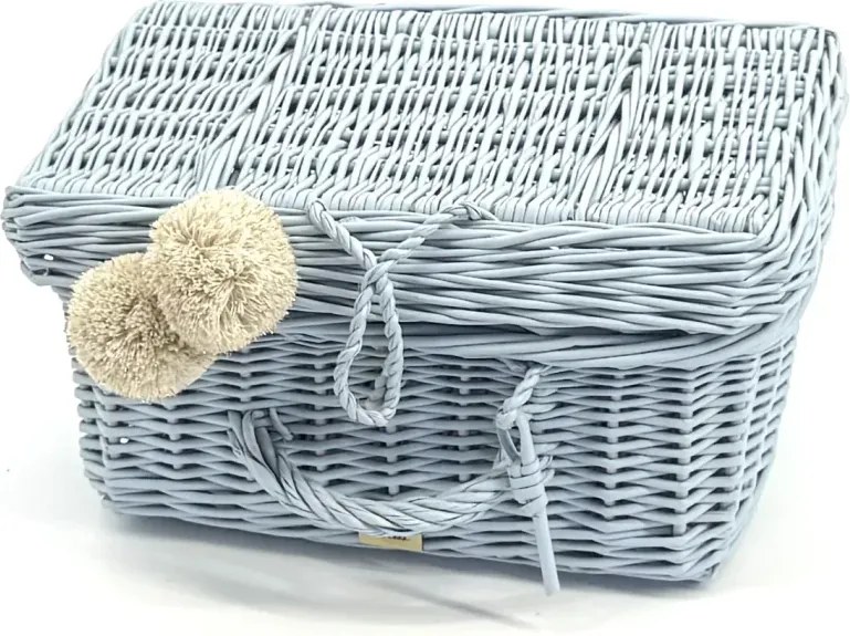 Prútený kufrík - svetlomodrá