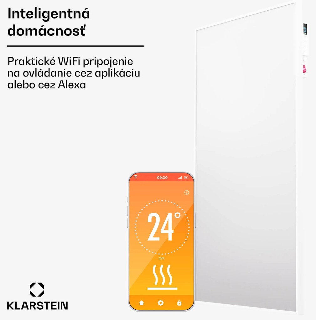 Klarstein Wonderwall Air Smart 480, infračervený ohrievač, 50 x 90 cm, 480 W, aplikácia