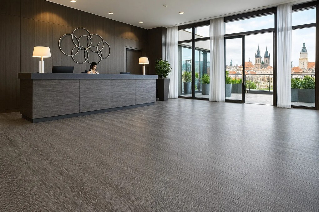 PVC podlaha - lino Flexar Nerok 1430 Oak Select Dark Grey, na mieru, šíře 2m,4m, šedá, bez podkladu, chodba / predsieň, Gerflor
