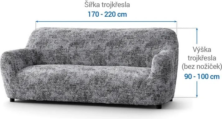 Bielastické poťahy MARMO šedé trojkreslo (š. 170 - 220 cm)