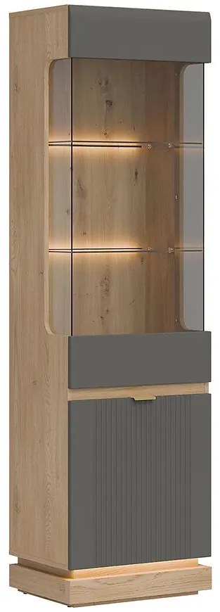 Vitrína L/P  Milton Ml05 Dub Crem Torro Sivá