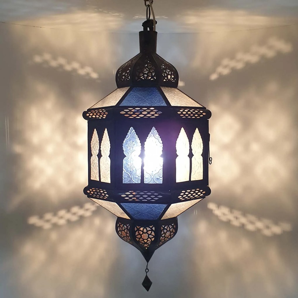 Orientálna lampa Biban Trombia modro-biela