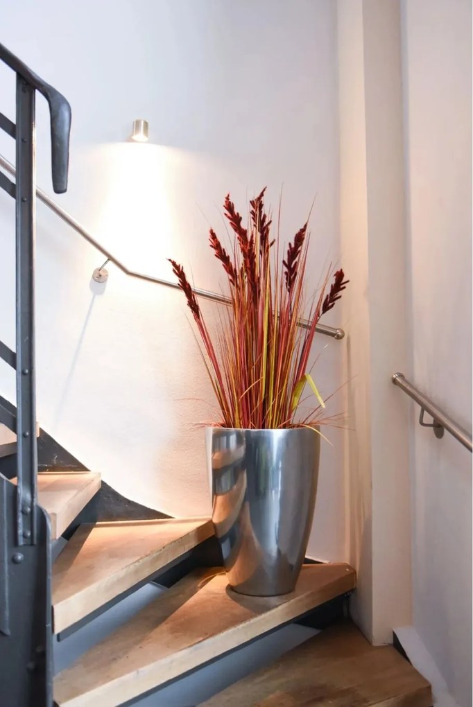 Luxusný kvetináč OPALA, sklolaminát, výška 55 cm, strieborná metalíza