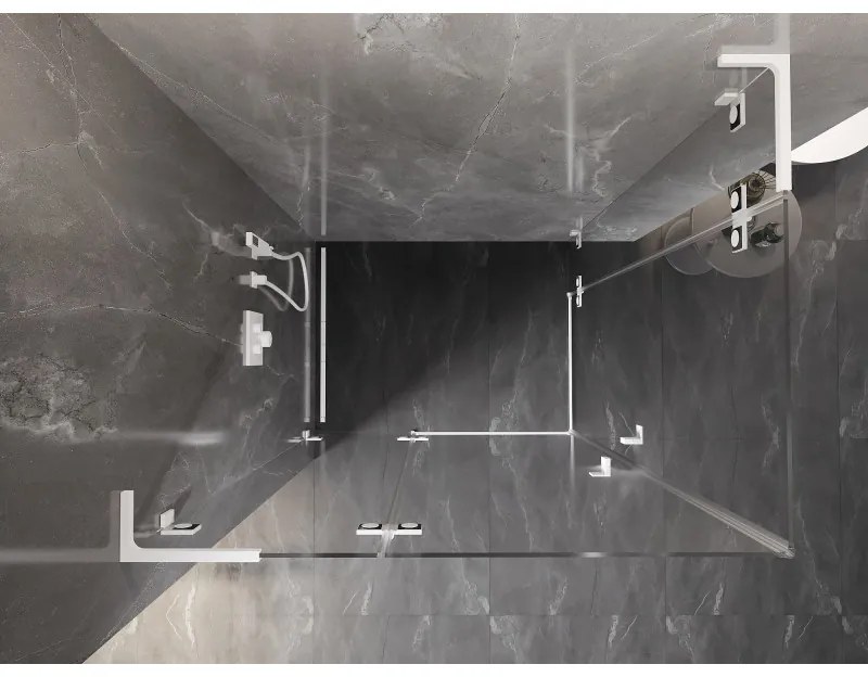 Mexen Lunar, L Duo výklopný sprchový kút 120 x 80 cm, 8mm číre sklo, biely profil, 834L-120L-080P-20-00