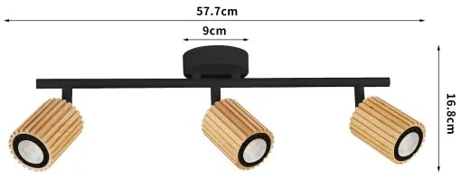 Brilagi - Bodové svietidlo MODERN WOOD 3xGU10/8W/230V kaučukovník/čierna