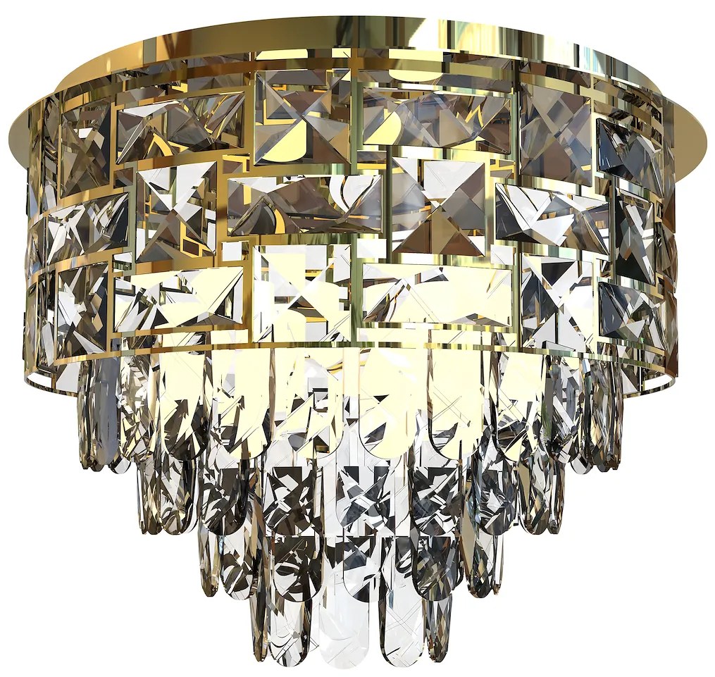 Luster Luxuria I, 1x krištáľové/zlaté kovové tienidlo, (fi 48cm), g