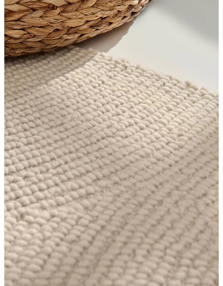 Ručne tkaný vlnený okrúhly koberec vo svetlo prírodnej farbe ø 120 cm Eleni Natural White – Hanse Home