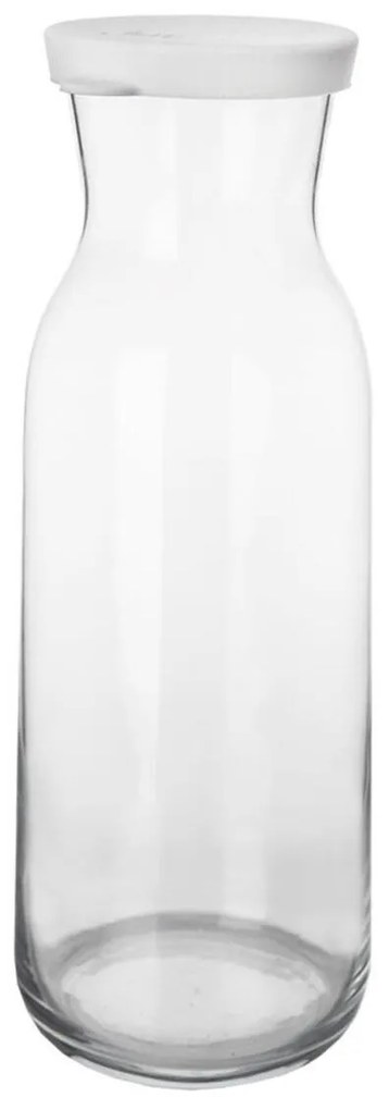 usporadejto.cz Sklenená fľaša na mlieko / olej / aviváž s bielym silikónovým viečkom, 1,21 l