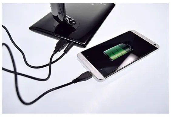 Solight WO37-B - LED stolná lampa stmievateľná USB konektor LED/12W/230V čierna