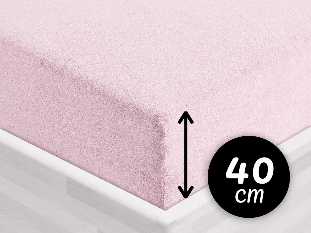 Froté napínacie prestieradlo na extra vysoký matrac FR-032 Púdrovo ružová 100 x 200 - výška 40 cm