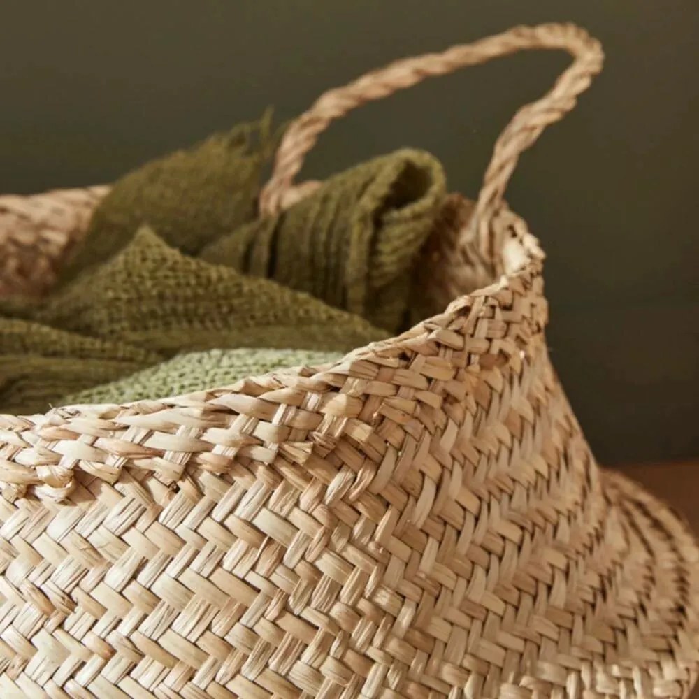 Compactor Pletený úložný košík z morskej trávy Belly, 35 x 32 cm, prírodná, M