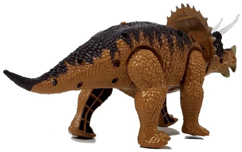 LEAN TOYS Dinosaurus na batérie Triceratops hnedý