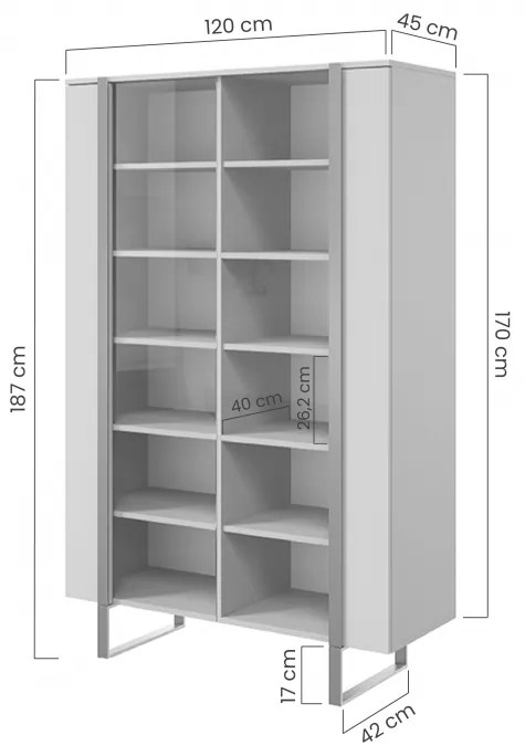 Vitrína Verica 120 cm - kašmír / čierne nožičky