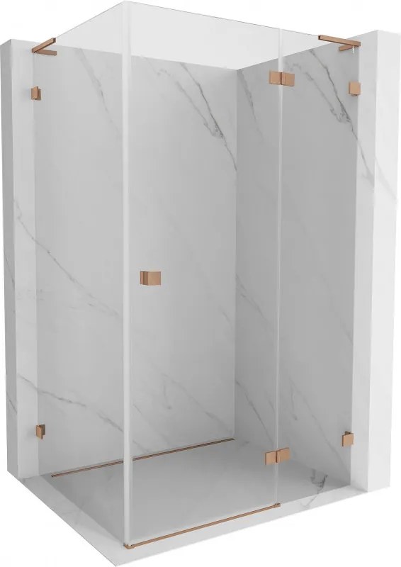 Mexen Lunar L, 1-krídlový sprchový kút, pravý, 75 x 70 cm, 8mm číre sklo, medený profil, 834L-075-070-65-00-P
