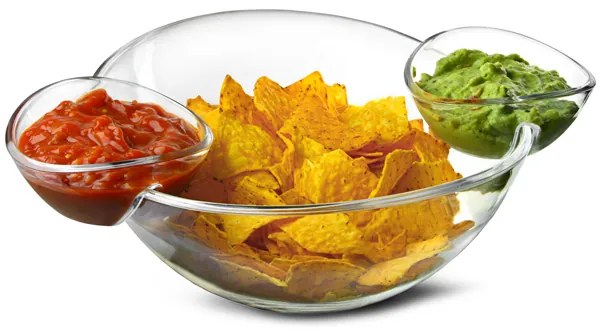 Bar@drinkstuff Chip And Dip nádoba s bočnými nadobami na dip