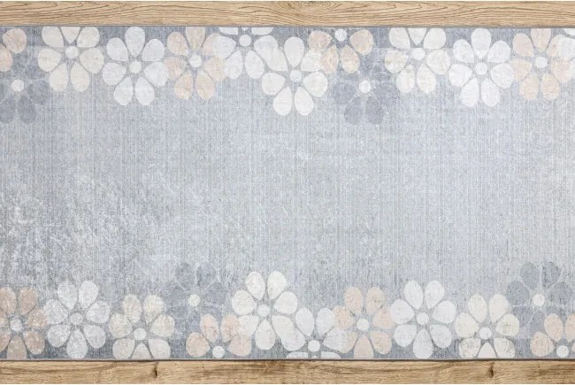 Protišmykový behúň LOTUS CLOVER 60960 sivý - hotový rozmer