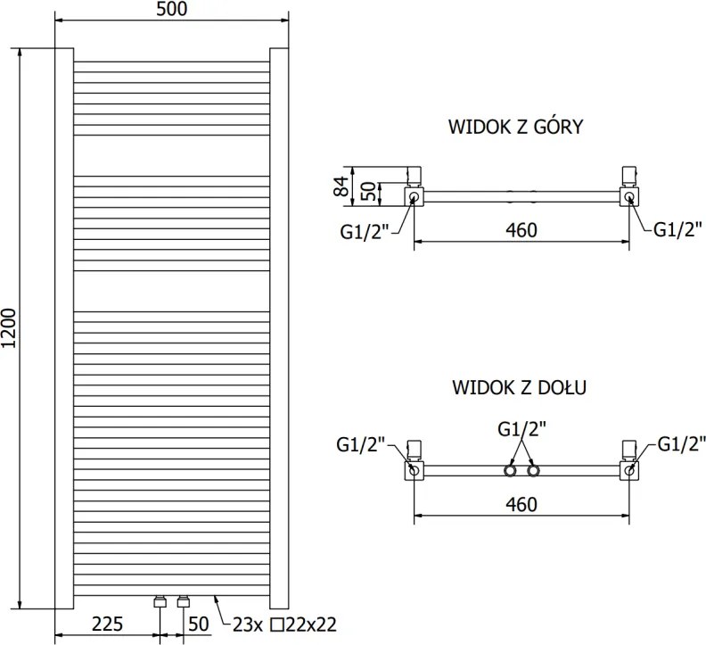 Mexen Pluton vykurovacie teleso 1200 x 500 mm, 487 W, zlatá lesklá, W106-1200-500-00-50