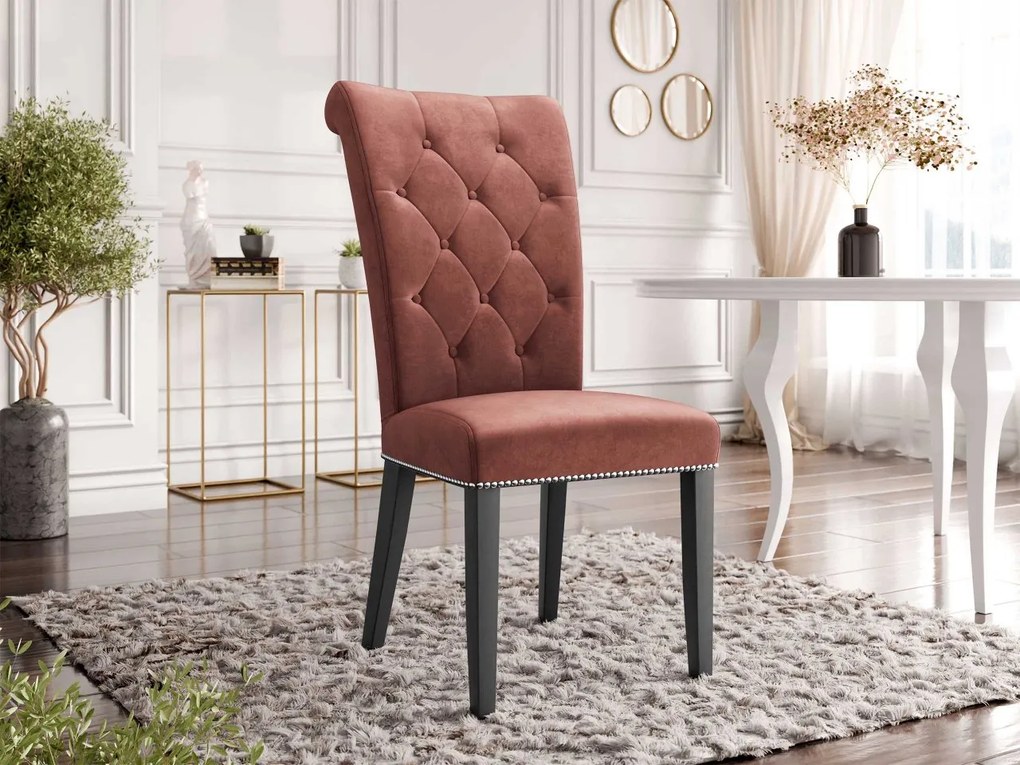 Čalúnená jedálenská stolička Piewik, Dostupné poťahy: Magic Velvet 2209, Farby nožičiek: čierna