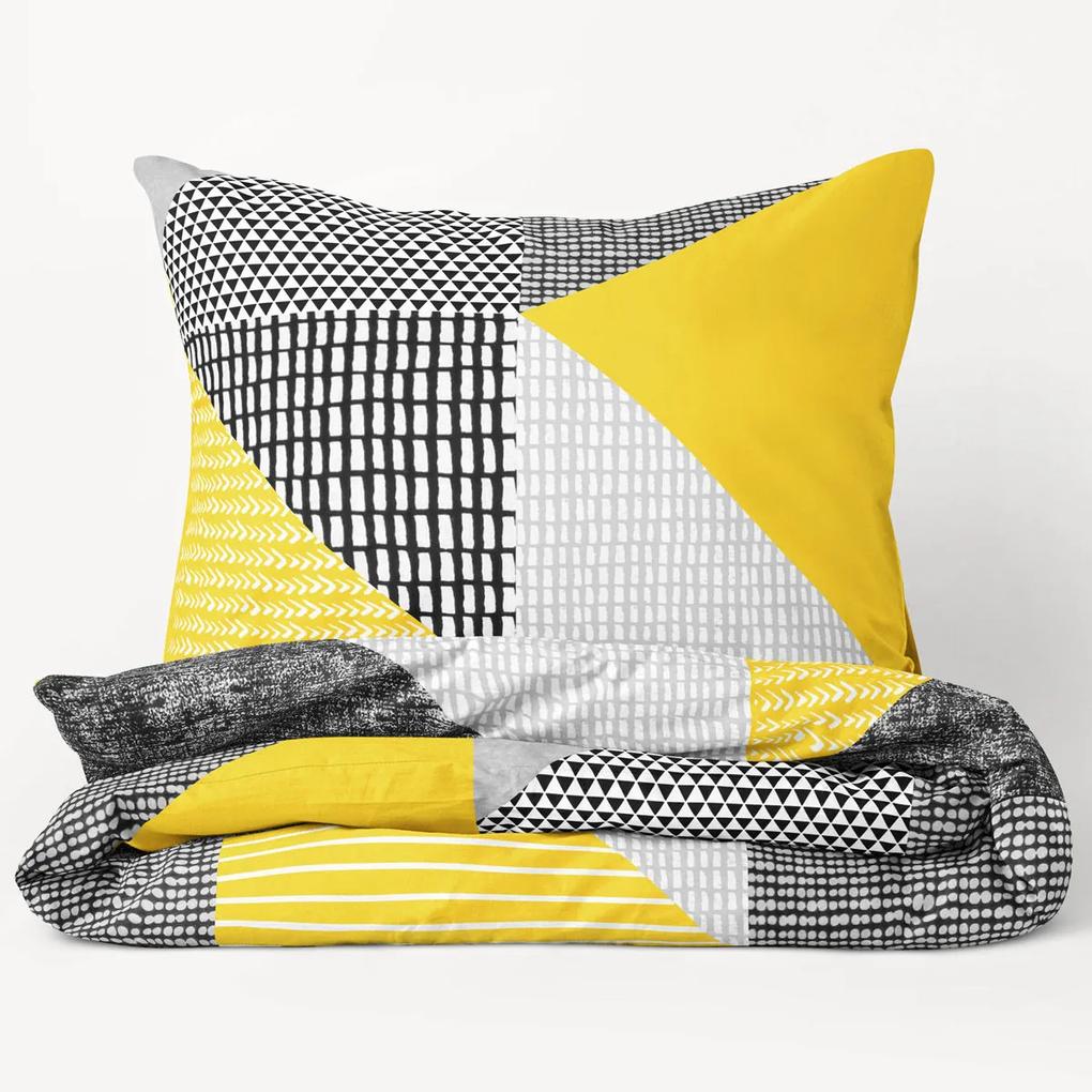 Goldea flanelové posteľné obliečky - vzor 806 kombinácia žltosivého vzorovania 140 x 220 a 70 x 90 cm