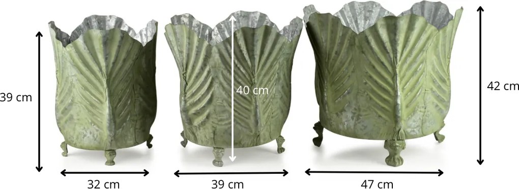 Sada 3 ks květináčů MARINA V zelená