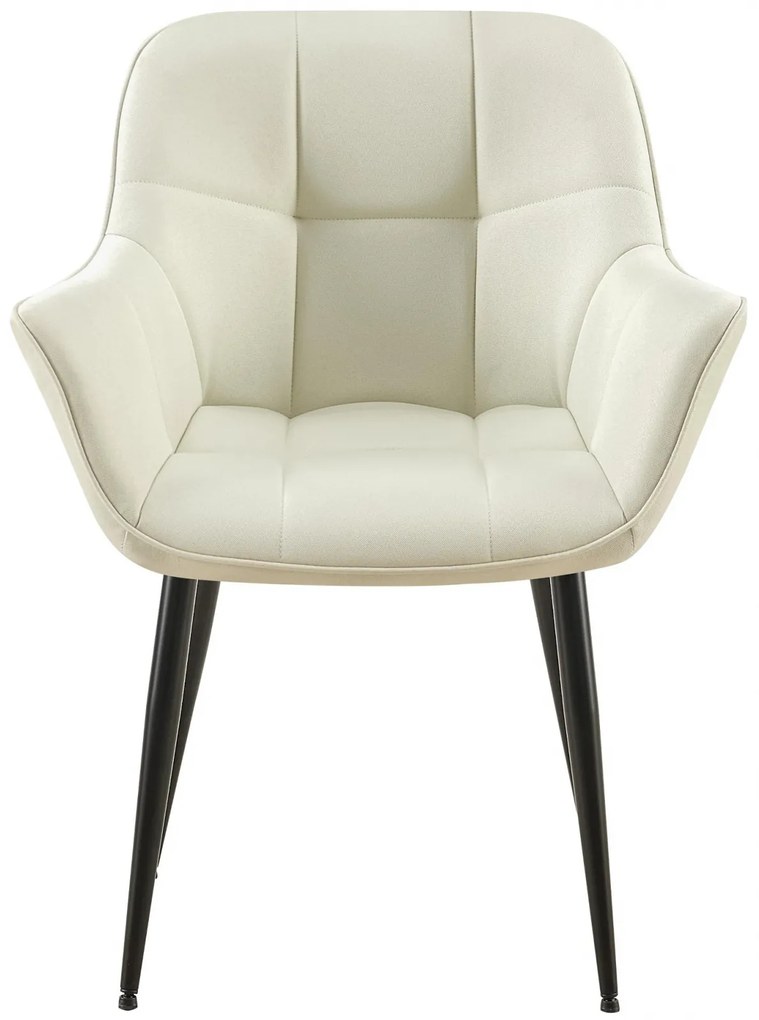 Stolička s podrúčkami Roseville - látka, nohy čierny kov - Krémová