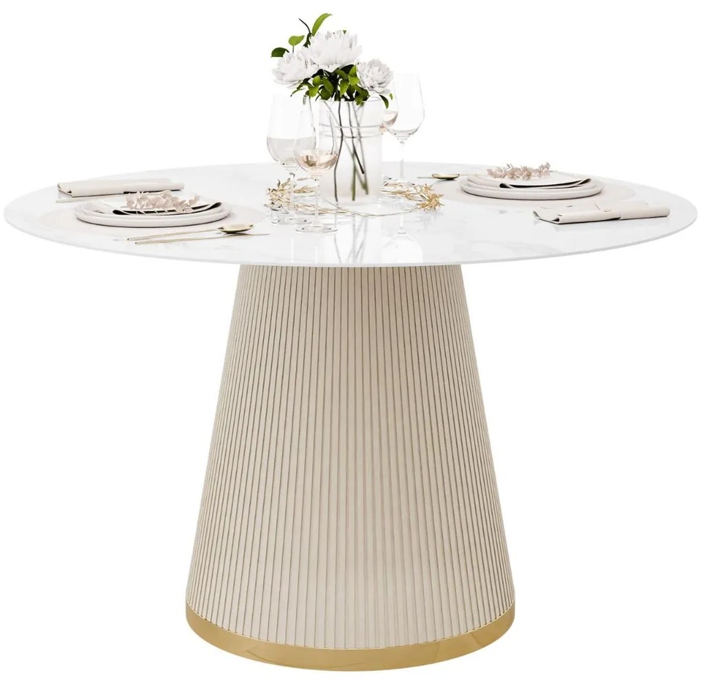 JEDÁLENSKÝ STÔL NAZARIO BIELY MRAMOR + BÉŽOVÝ 120 cm