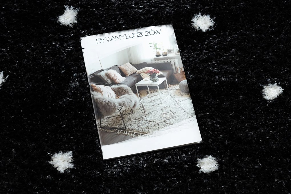 Koberec FLUFFY 2370 shaggy bodky antracit / biely