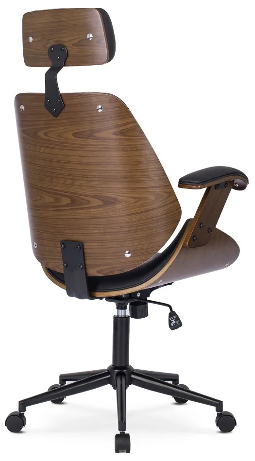 Vintino kancelárska otočná stolička ARTUR drevo orech, čierna ekokoža - vintino.sk