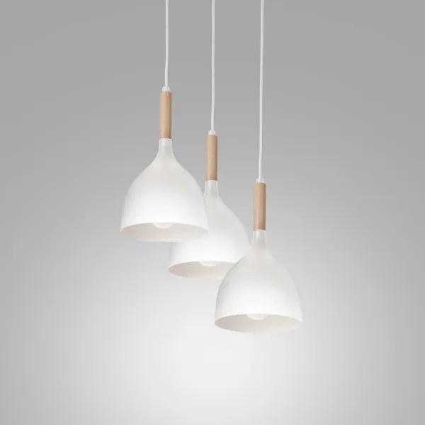 Luster na lanku NOAK WOOD 3xE27/15W/230V biela/buk