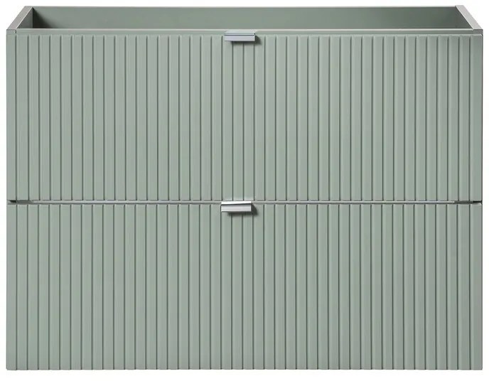 Závěsná skříňka Line Reed Green Gaja s deskou a umyvadlem 50 cm zelená/dub evoke