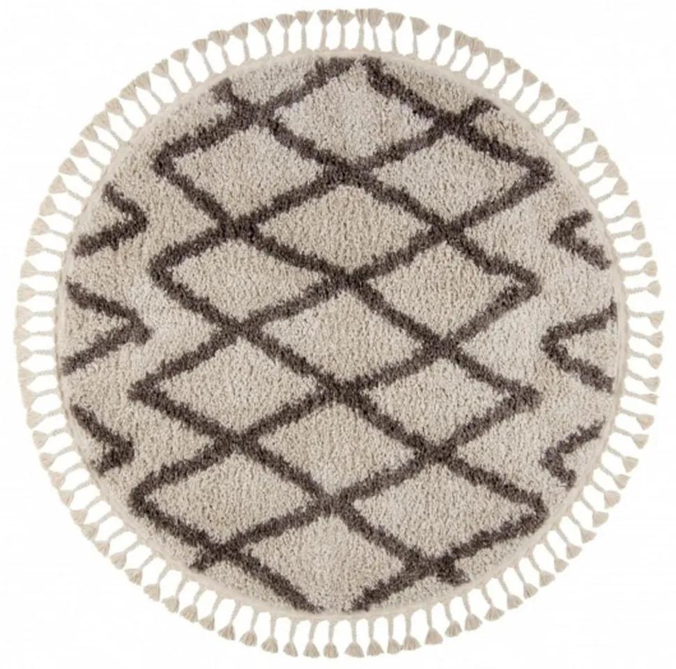 Kusový koberec Shaggy Beni krémový kruh 160cm