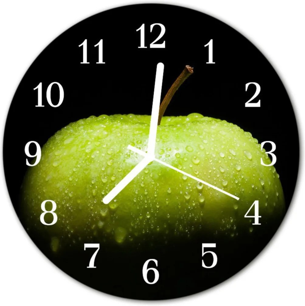 Sklenené hodiny okrúhle  jablko