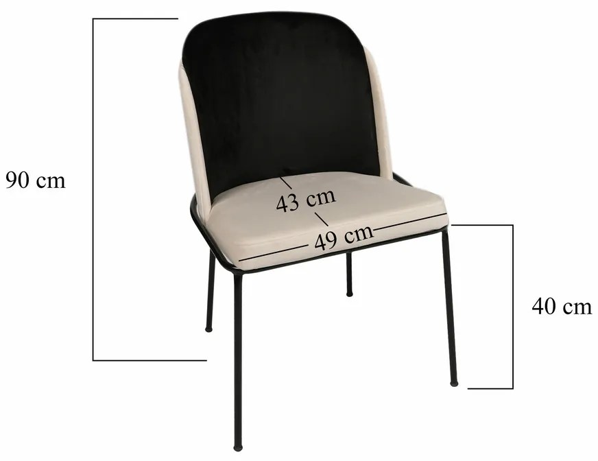 Sada jedálenských stoličiek Dore Black and Cream,2 ks