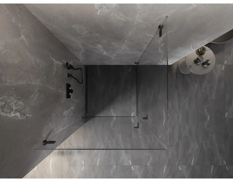 Mexen Lunar-B Duo výklopný sprchový kút 95 x 95 cm, číre sklo, čierna matná, 832-095L-095P-70-00