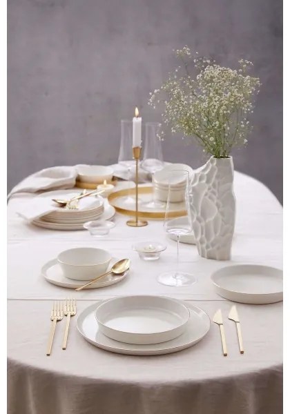 Jedálna súprava 24 ks biela/zlatá/porcelán