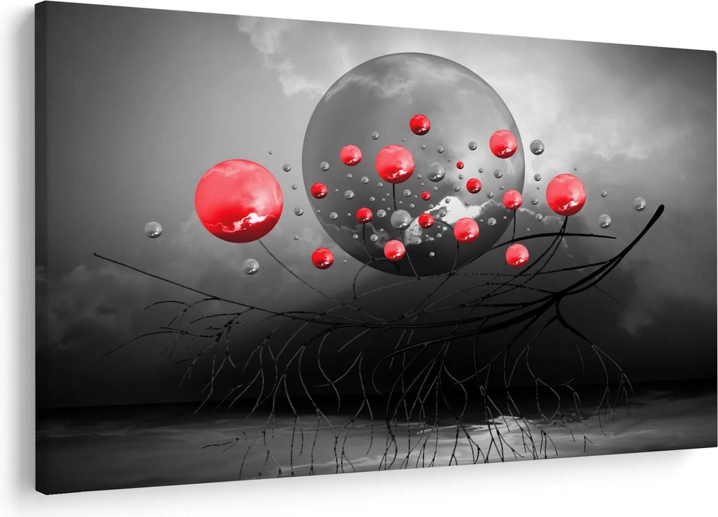 Obraz červených abstraktných gulí (90x60 cm)