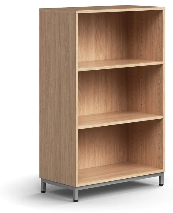 Knižnica QBUS, 2 police, na nožičkách, 1252x800x400 mm, strieborná, dub