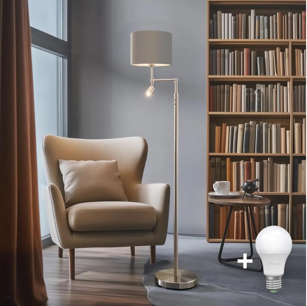 Eglo - LED Stojacia lampa TUNJA 1xE27/60W/230V + LED/2,1W pr. 30 cm chróm/taupe