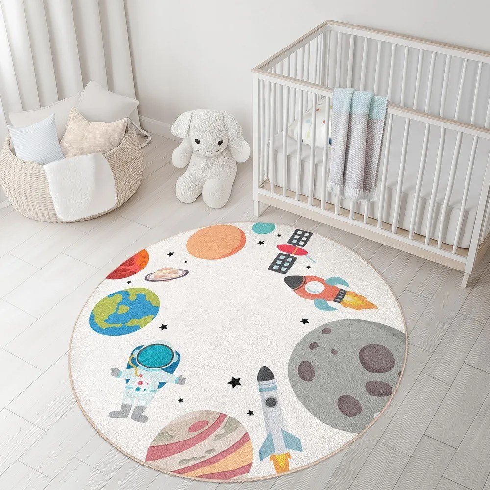 Prateľný detský hrací koberec ø100 cm Space Trip – Mila Home