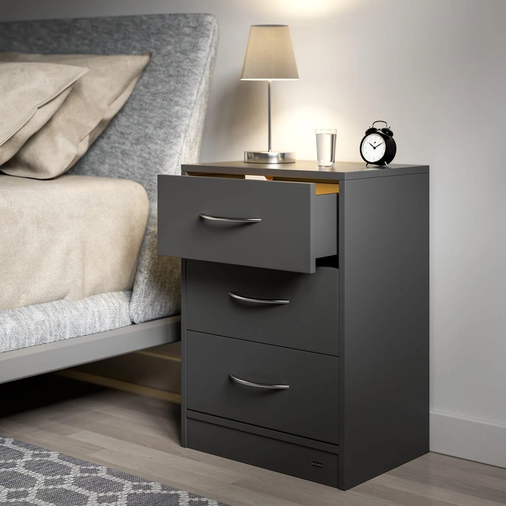 Nočný stolík ELOISE s podsvietením, 54x39x28cm, antracitová Casaria