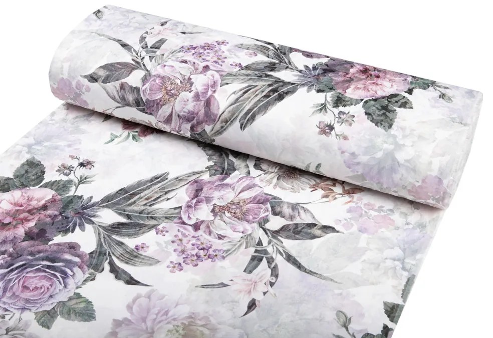 Biante Dekoračný oválny obrus BM-009 Veľké fialové kvety 140x220 cm