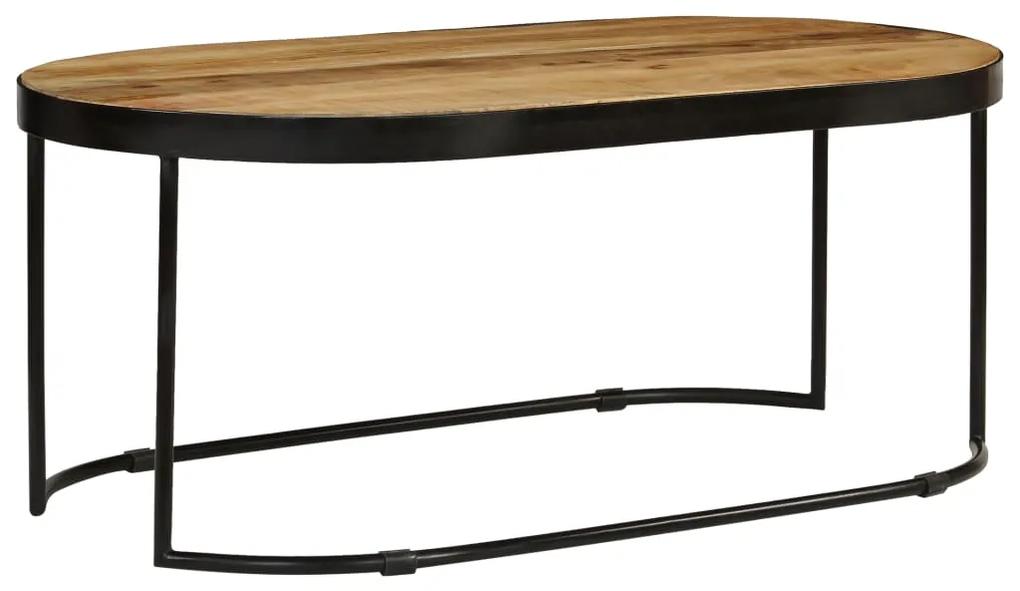 vidaXL Konferenčný stolík 100 cm surové masívne mangovníkové drevo a oceľ oválny