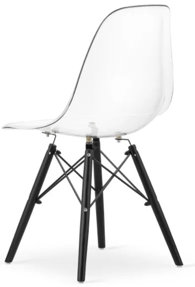 Jedálenská stolička BASIC priehľadná s čiernymi nohami