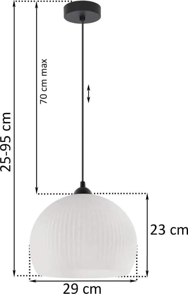 Závesné svietidlo Riffle 5, 1x biele sklenené tienidlo, b
