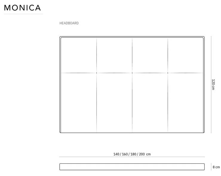 Sivé čelo postele 140x120 cm Monica – Milo Casa