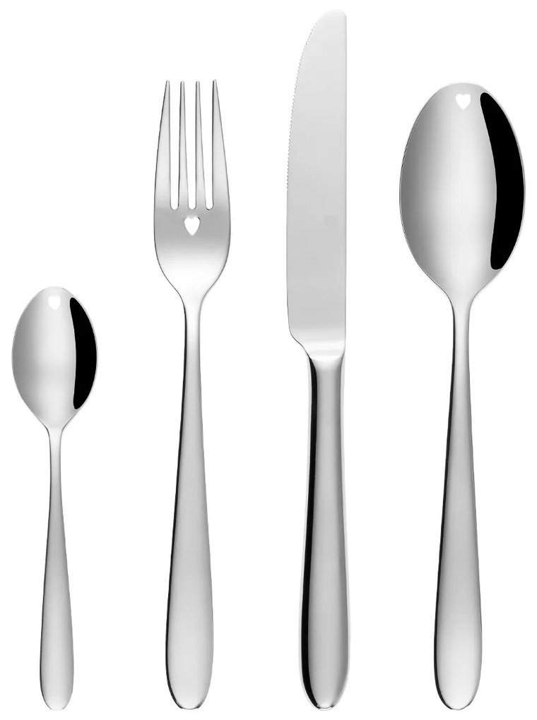 Príborový set so srdiečkom 54 ks — Alpha - 130293