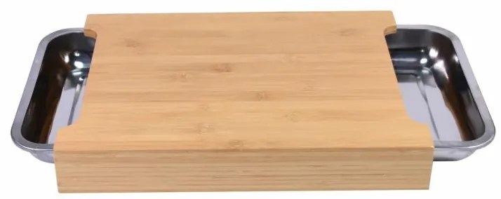 Bambusová doska na krájanie, hliníková odkvapkávacia miska