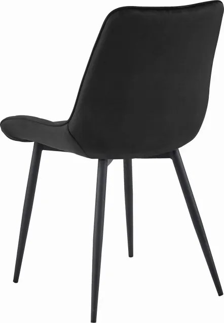 Set štyroch jedálenských stoličiek BERA zamatové čierne / čierne nohy (4ks)