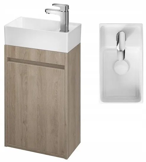 Cersanit Crea, závesná skrinka + umývadlo 40cm, SET B112, dub, S801-286