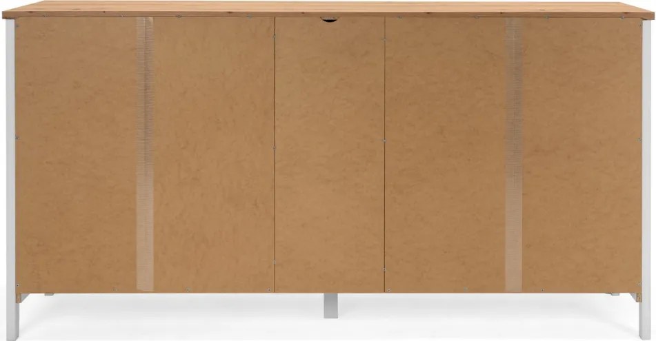 Široká úložná komoda Bergen, biela/dub artisan